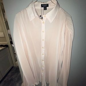 Cream long sleeve button up maternity top